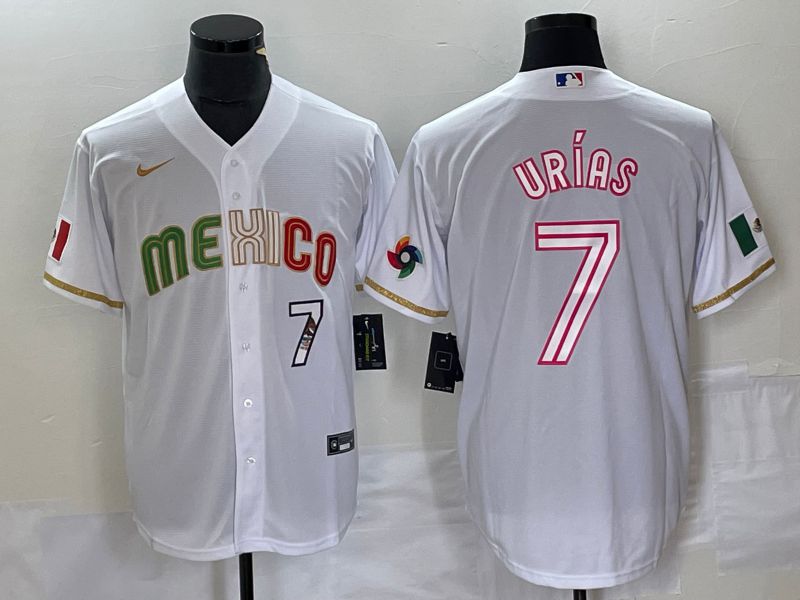 Men 2023 World Cub Mexico #7 Urias White Nike MLB Jersey style 27->more jerseys->MLB Jersey